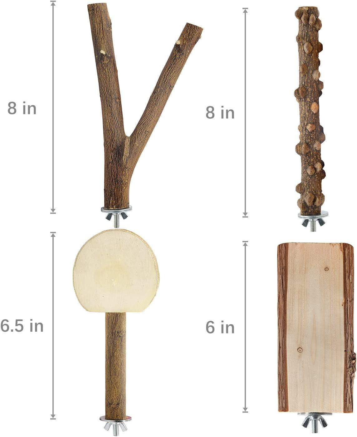 LIMIO 7 PCS Bird Parrot Swing Chewing Toys Natural Wood Bird Perch Bird