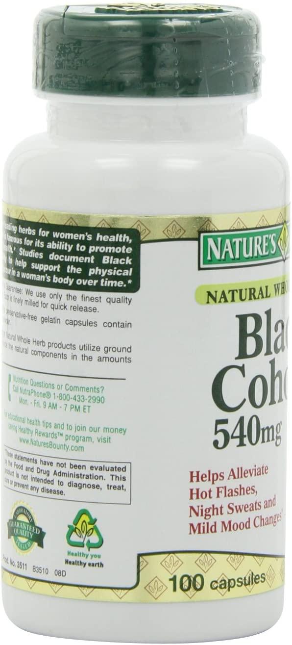 Nature's Bounty Natural Whole Herb Black Cohosh 540mg, 100 Capsules