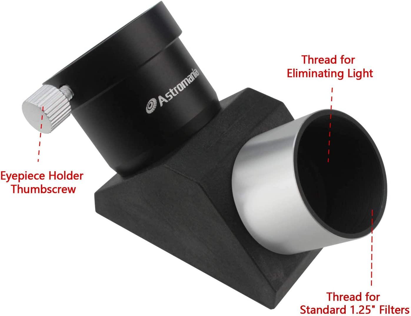 Astromania 1.25" 90-Degree Erecting Prism - BK7 Glass Diagonal For Telescopes & Spotting Scopes