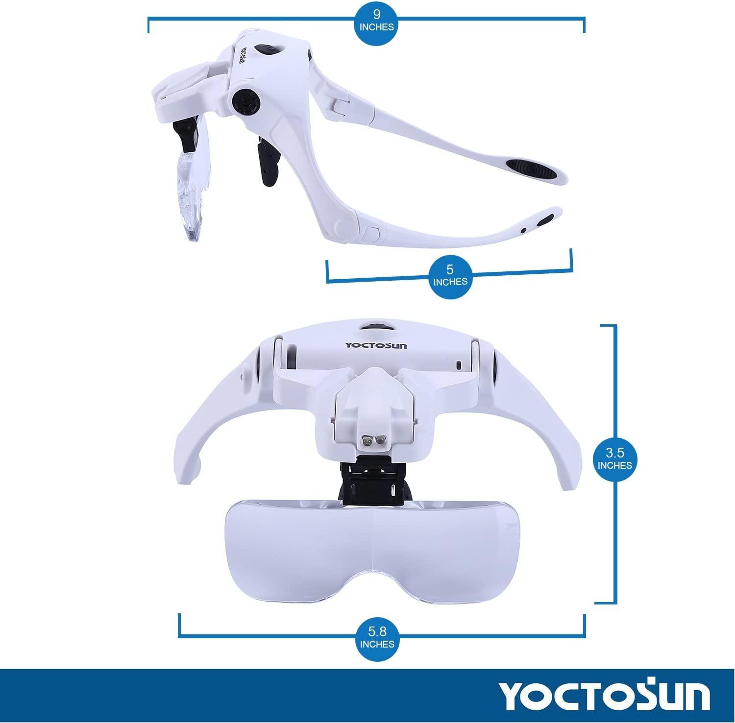 YOCTOSUN Magnifying Glasses with Light, Head Mount Magnifier with 5 ...