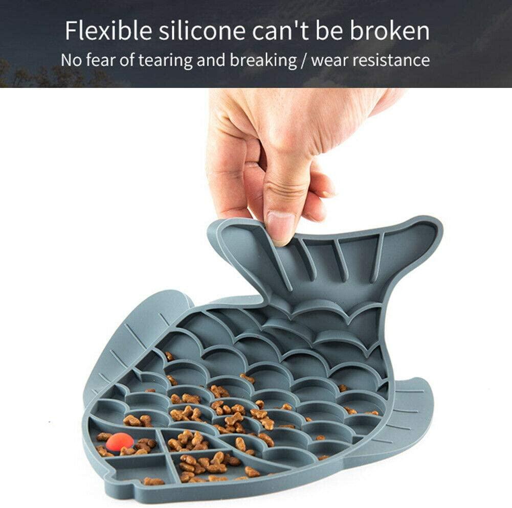 Cat Slow Feeder Bowl Fish-Shaped Cat Puzzle Feeder Food Mat for