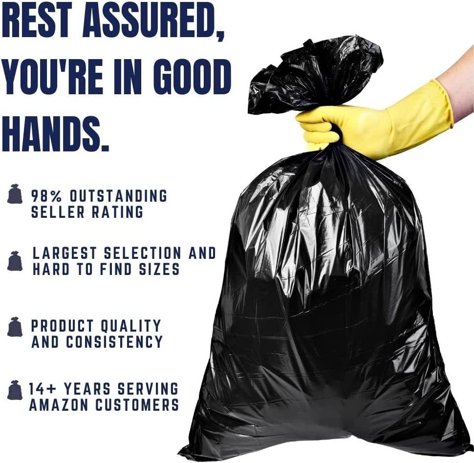Plasticplace 40-45 Gallon Trash Bags, Black (50 Count)