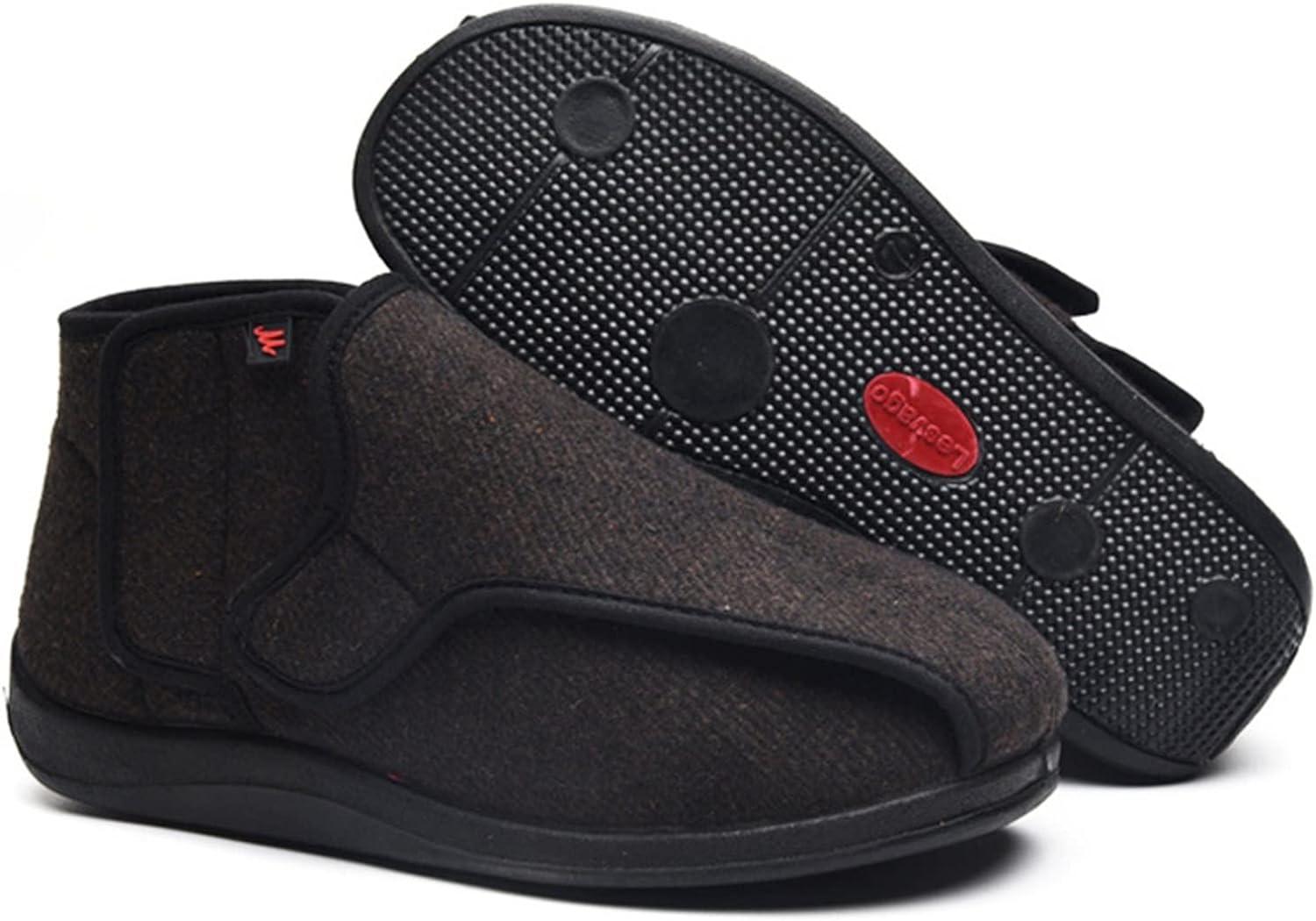 NVBHOF Men's Memory Foam Diabetic Arthritis Slippers Brown