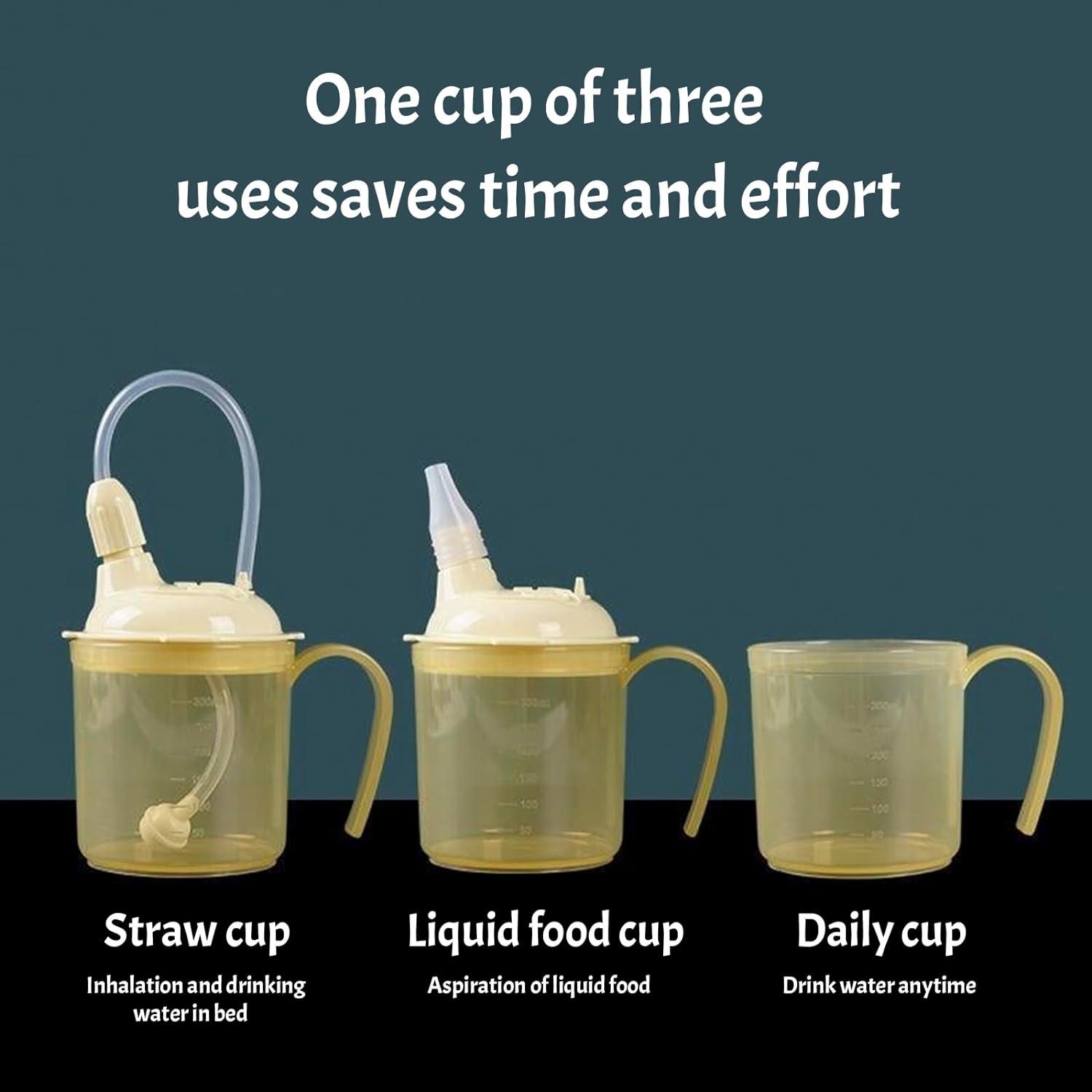 Convalescent Drinking Aids Spill Proof Feeding Cup with Extended Straw Self Feeding Assistant