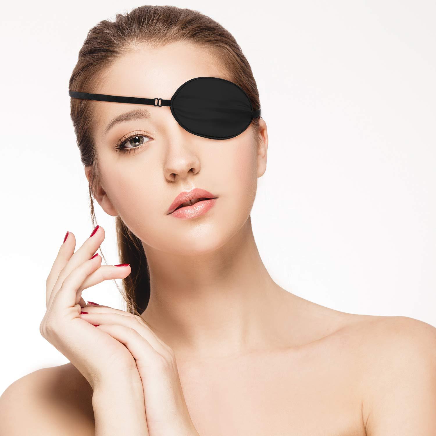 3 Pieces Silk Eye Patch Elastic Lazy Eye Patch Adult Adjustable Single