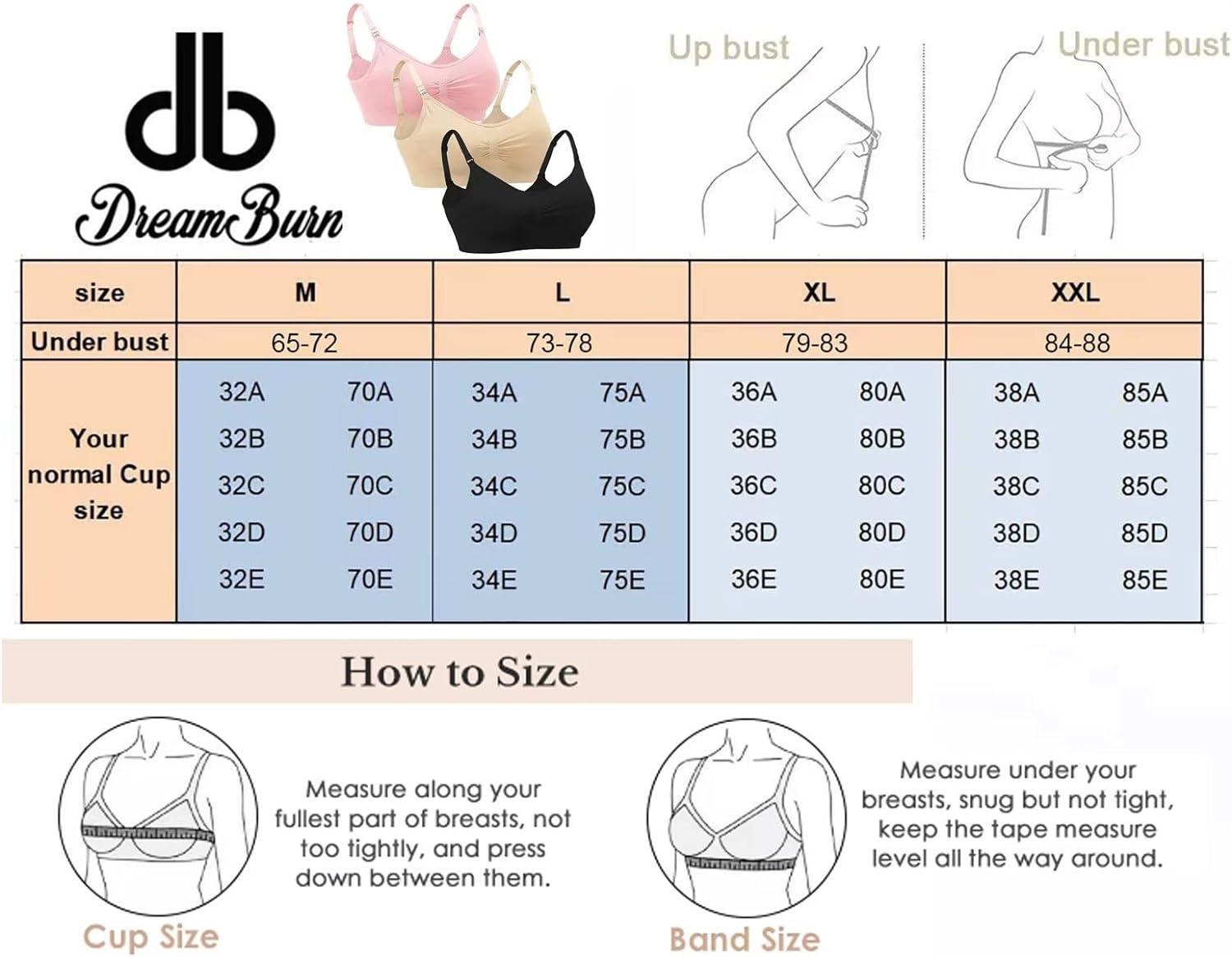Dreamburn Maternity Nursing Bra Wireless Seamless Comfortable Breastfeeding  Bras 4 Rows Adjust Hook with Removable Spill Prevention Pads Add Extenders  XXL 3*solid Black