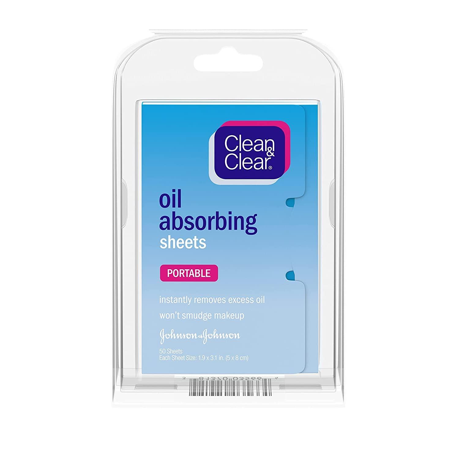Clean & Clear Oil Absorbing Facial Sheets, Portable Blotting Papers for