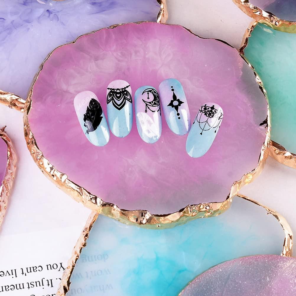 Resin Nail Art Palette, Faux Agate Display Board, Lightweight Round Nail  Art Mixing Palette For Women, Pink