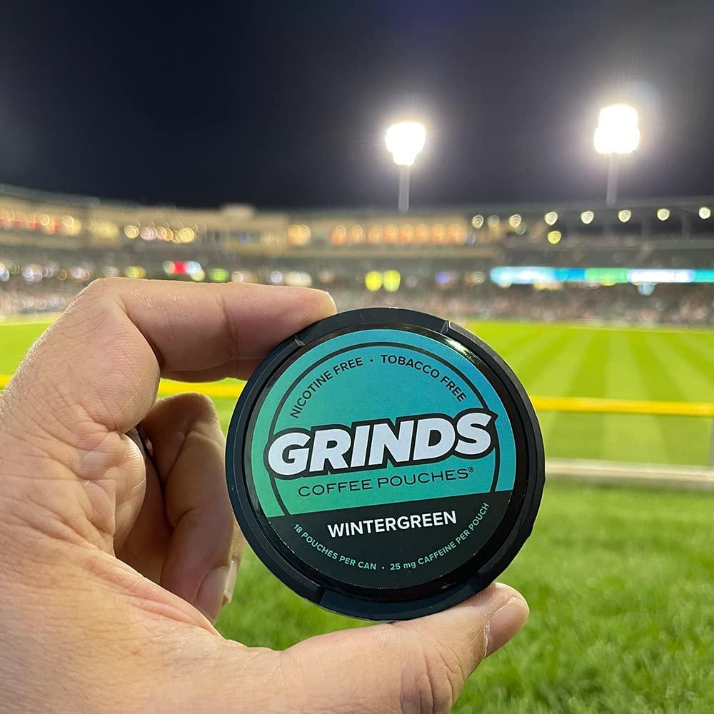 Grinds Coffee Pouches 3 Cans of Wintergreen Tobacco Free, Nicotine