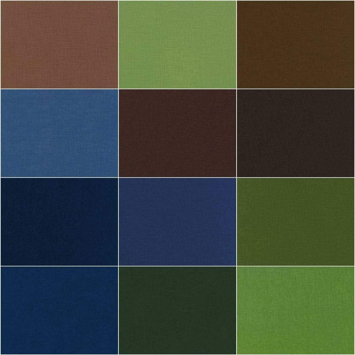 Robert Kaufman Kona Cotton - Bundle Da 12 Tessuti Pretagliati In Cotone - Tonalità Autunnali - Fat Quarter Per Quilting E Patchwork - 2