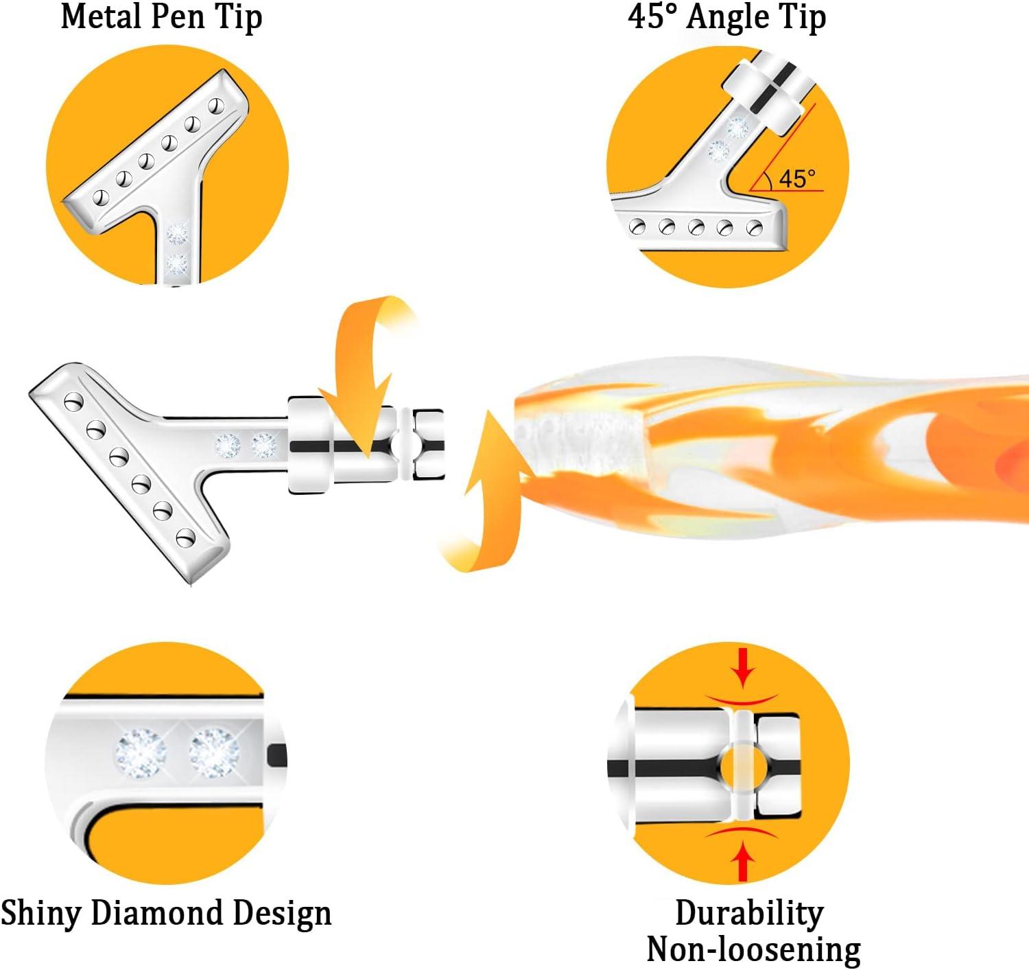 Sonsage Diamond Painting Resin Pen DIY 5D Orange Diamond Art Accessories  and Tools Metal Tips Ergonomic Multi Refillable Applicator Holder Supplies  Orange Curvy