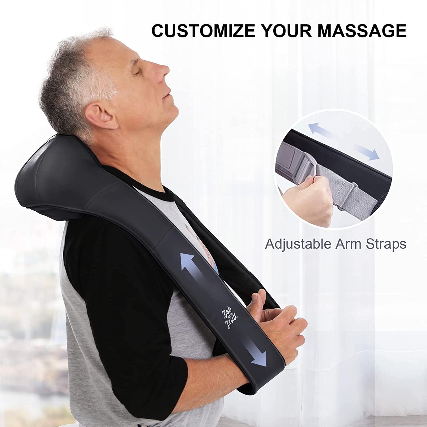 Bob and Brad Neck and Shoulder Massager with Heat, Electric Massagers for  Neck and Back with Adjustable Straps, 3D Deep Tissue Shiatsu Kneading  Massage for Back Pain Relief, Ideal Gifts Black