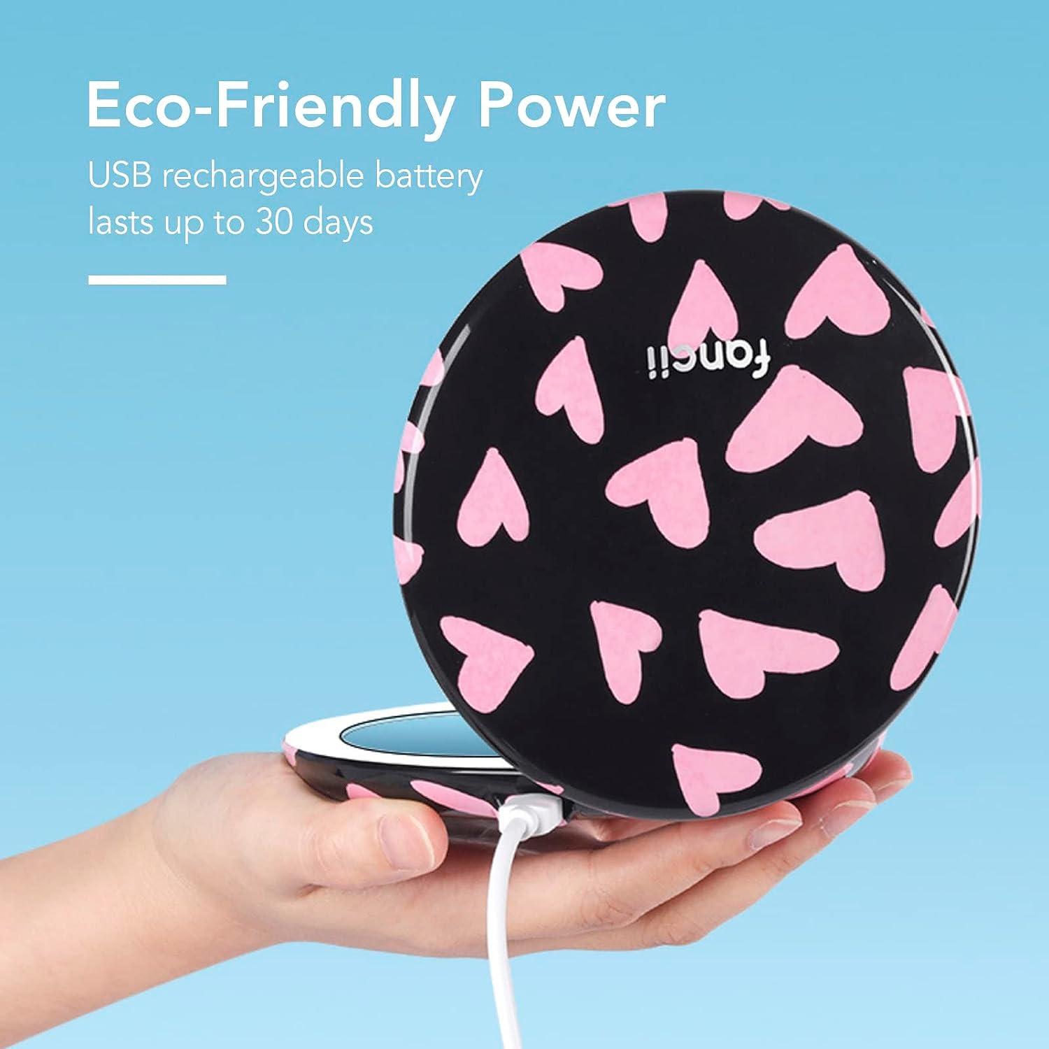 Fancii LED Lighted Travel Makeup Mirror Rechargeable with 10x/1x Magnifying & 3 Light Settings