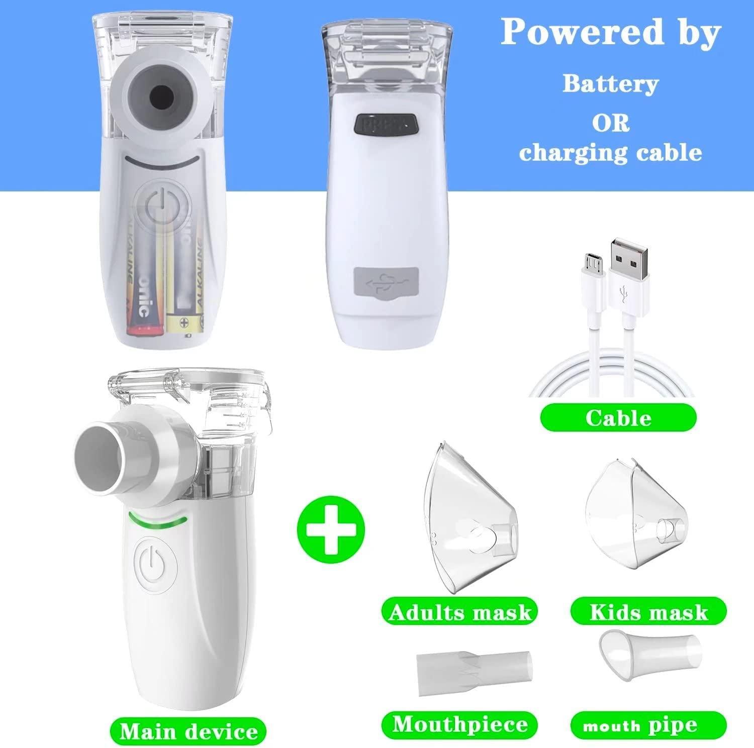 Portable Nebulizer Machine for Adults and Kids,Handheld Mesh Nebulizer with  Mask Inhaler Mouthpiece for Breathing Treatment Suitable for Travel Home  Daily use