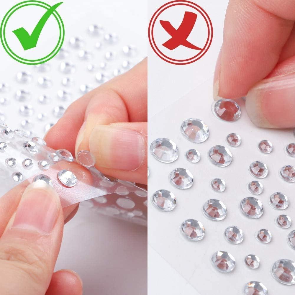 OUTUXED 1725pcs Clear Rhinestones Stickers Self Adhesive Bling