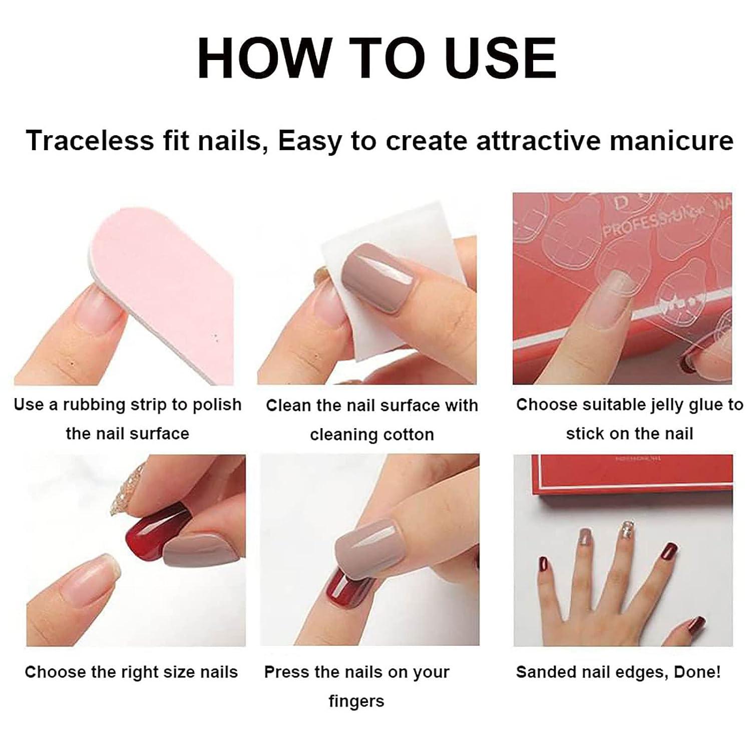 Press on Toenails Short Square Fake Toe Nails Flower Leaf False