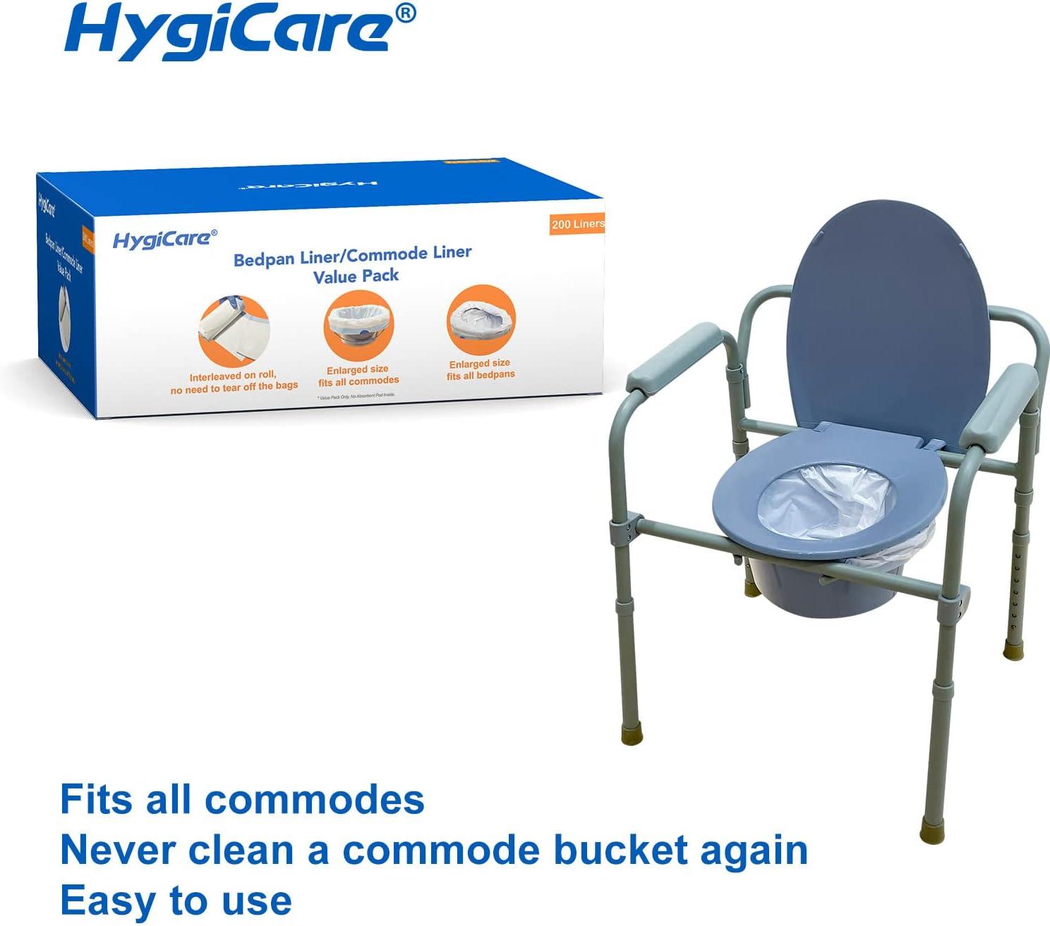 HygiCare Enlarged Bedpan and Commode Liners Value Pack 200 Count