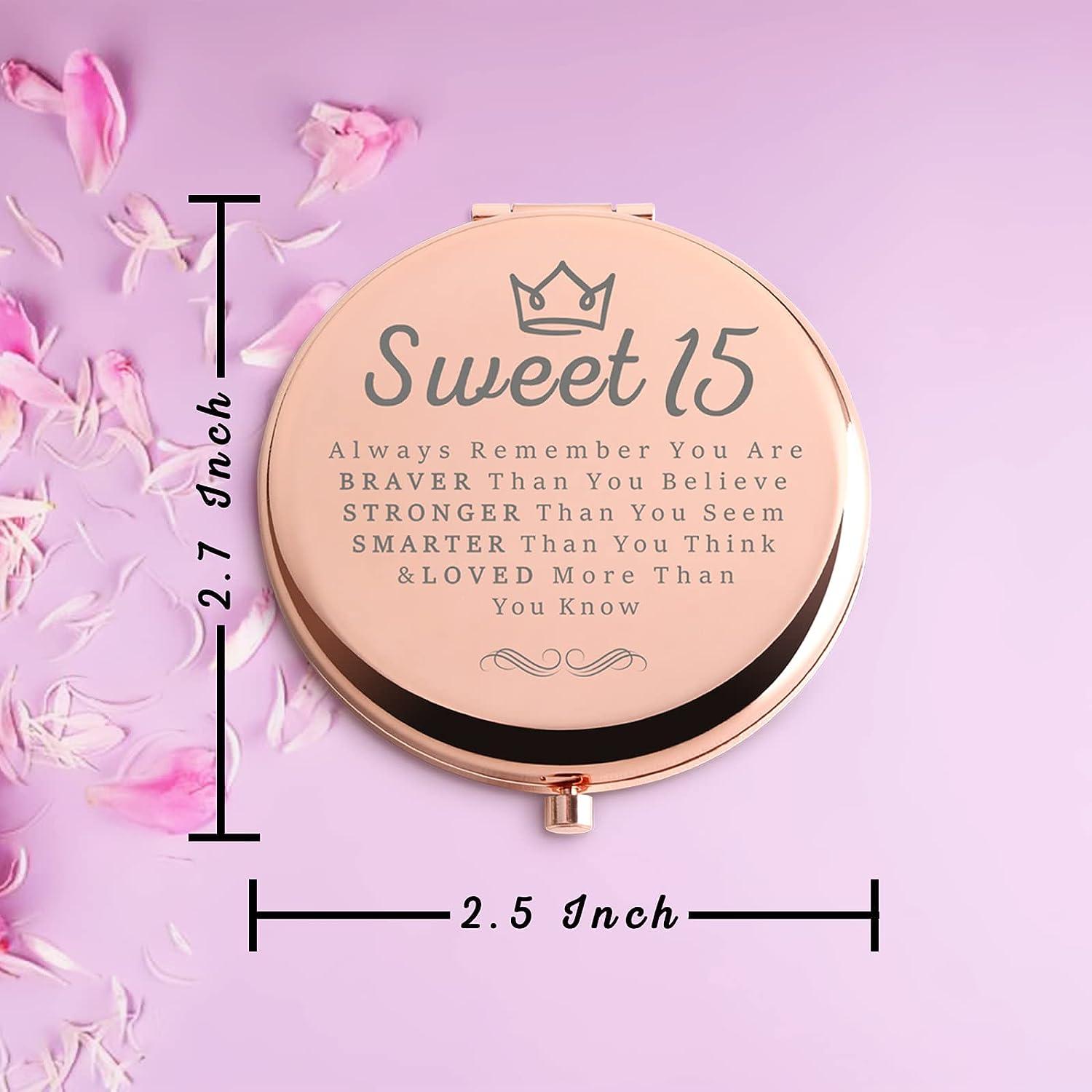 Gifts for 15 Year Old Girls 15th Birthday Gifts for Teen Girls Rose Gold Compact Cute for Purse