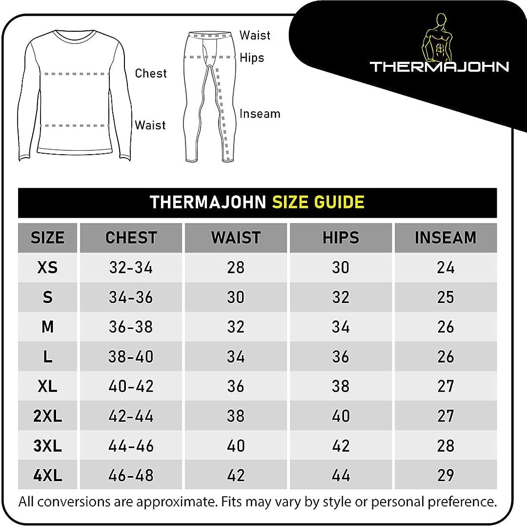 Thermajohn Long Johns Thermal Underwear for Men Fleece Lined Base Layer Set  for Cold Weather Large Charcoal