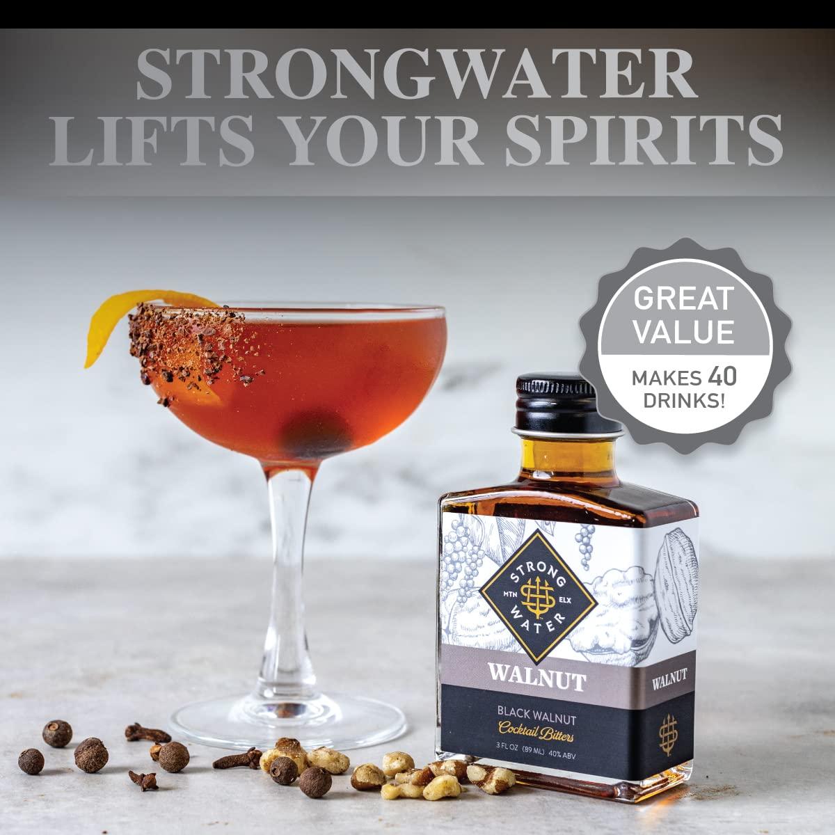 Strongwater Black Walnut Bitters (40 Servings) Rich and Nutty Walnut