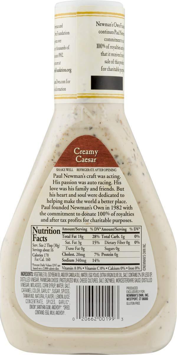 Newman's Own Creamy Caesar Dressing 16 oz Classic Salad Dressing