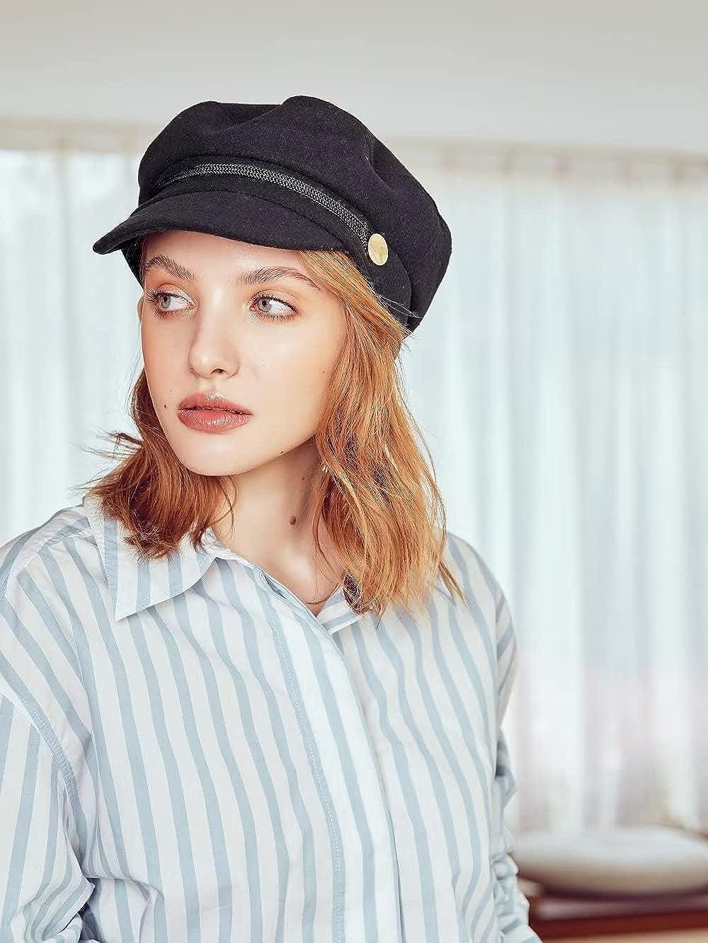 accsa Women's Black Fashion Newsboy Cap Stylish Bakerboy Cabbie