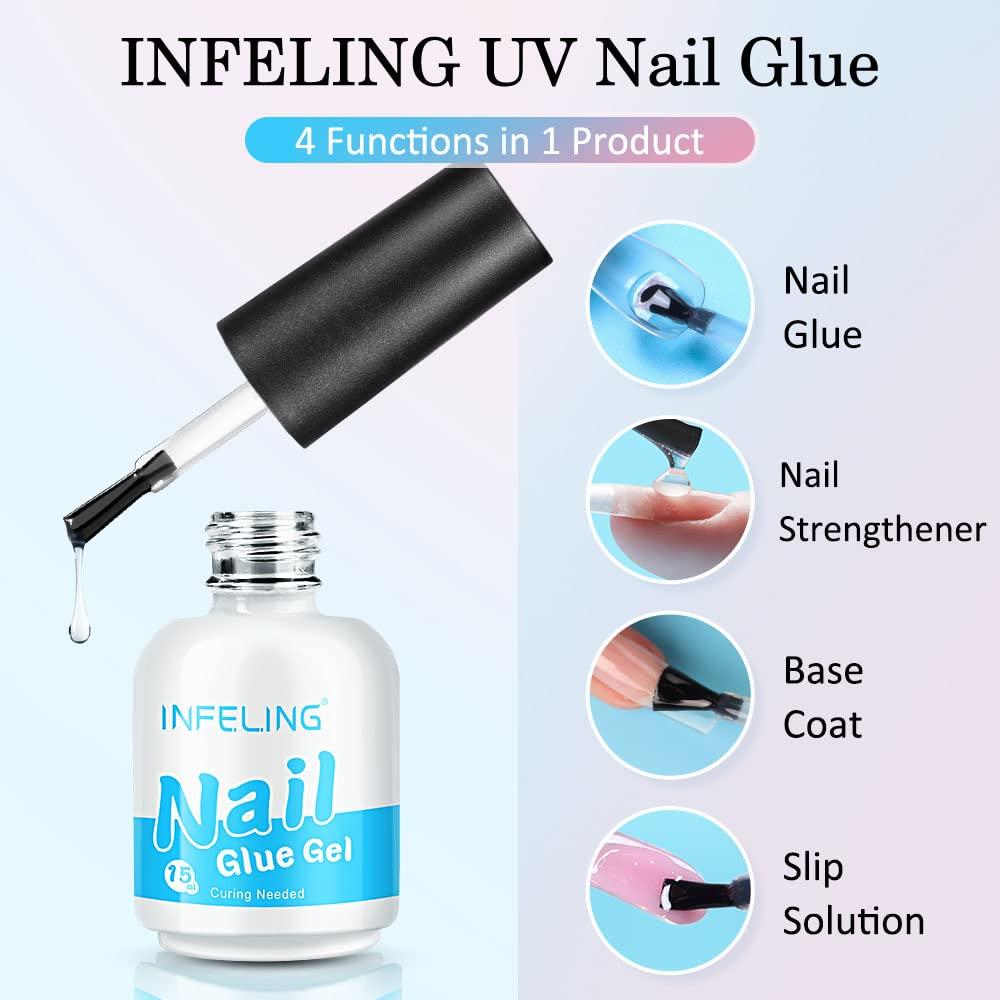 Nail Tips and Glue Gel Kit 4 in 1 Gel Nail Kit 15ML Nail Glue for