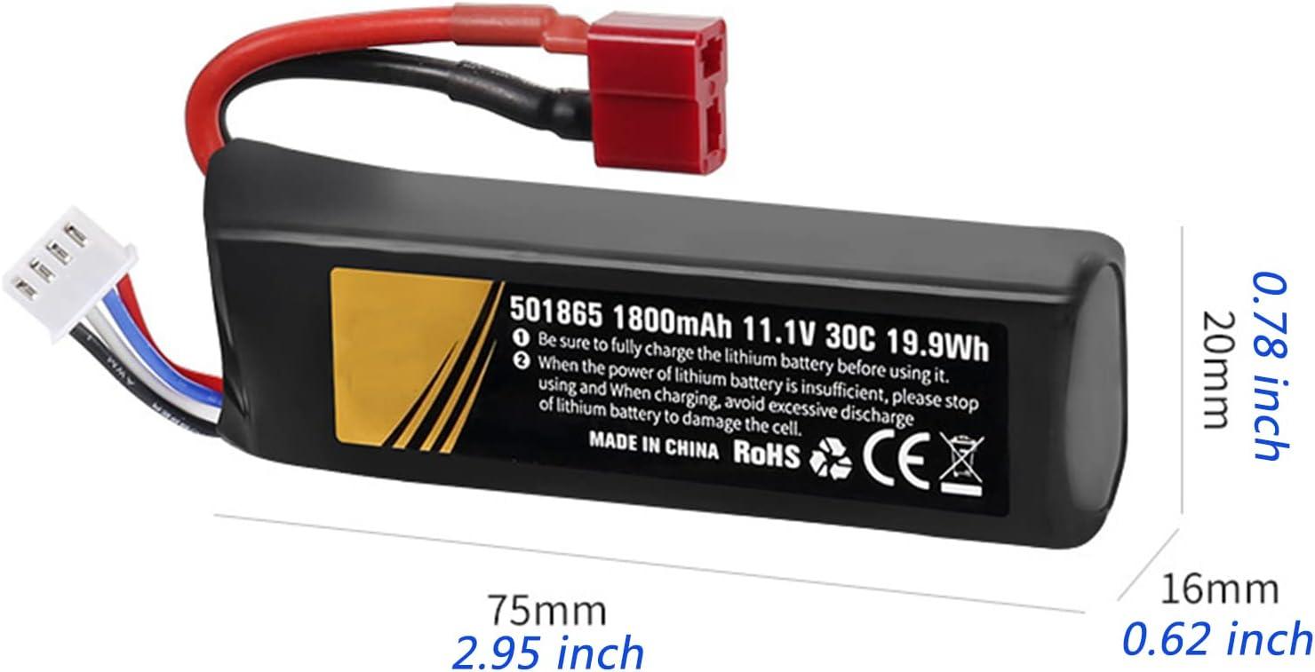 11.1v Lipo Battery Airsoft Batteries 30C 1800mAh 3S Rechargeable Battery  with T-Plug Deans & JST XH Connector for Airsoft Guns Airsoft Rifle Model  splatrball Hobby Guns Universal Battery 11.1v