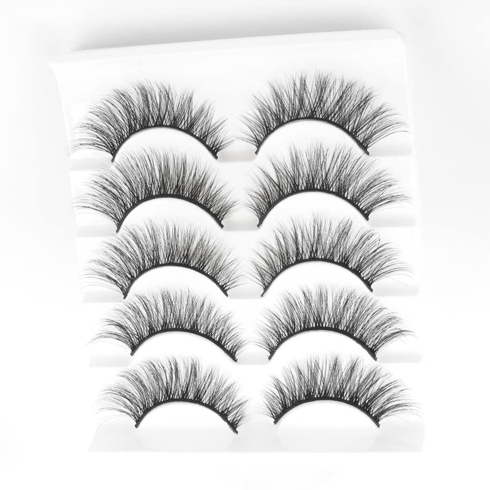 Cat Eye Lashes Natural Look Wispy Faux Mink Eyelashes 5 Pairs