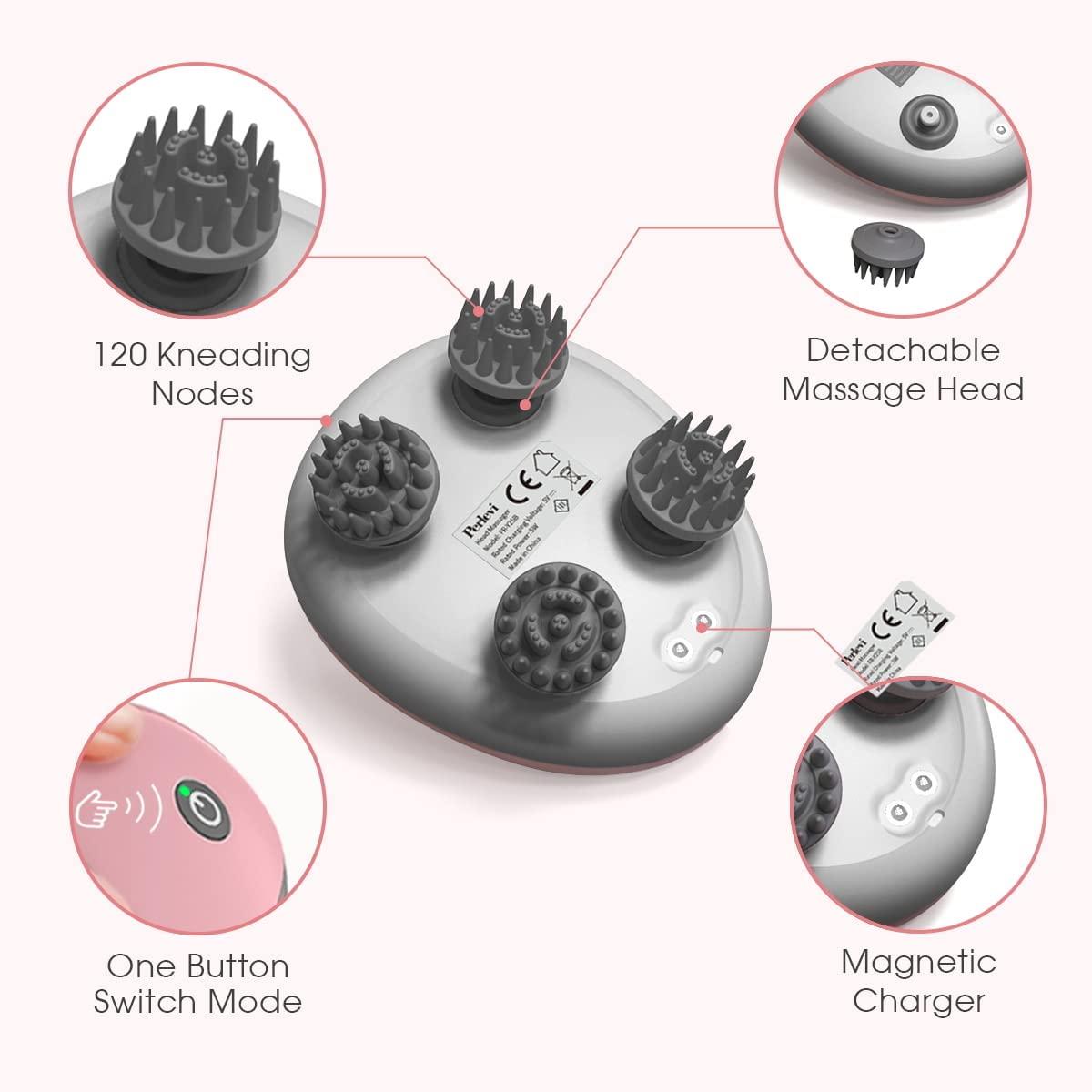 PERLEVI Electric Scalp Massager, Waterproof Portable Head Massager with