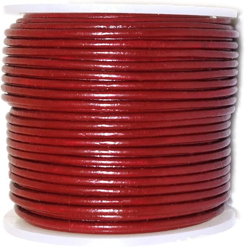 Cords Craft, 1.5mm Round Leather Cord for Jewelry Making Bracelets  Necklaces Hair Accessories Beading Work Regular Shiny (Dark Red, 21.87  Yards)