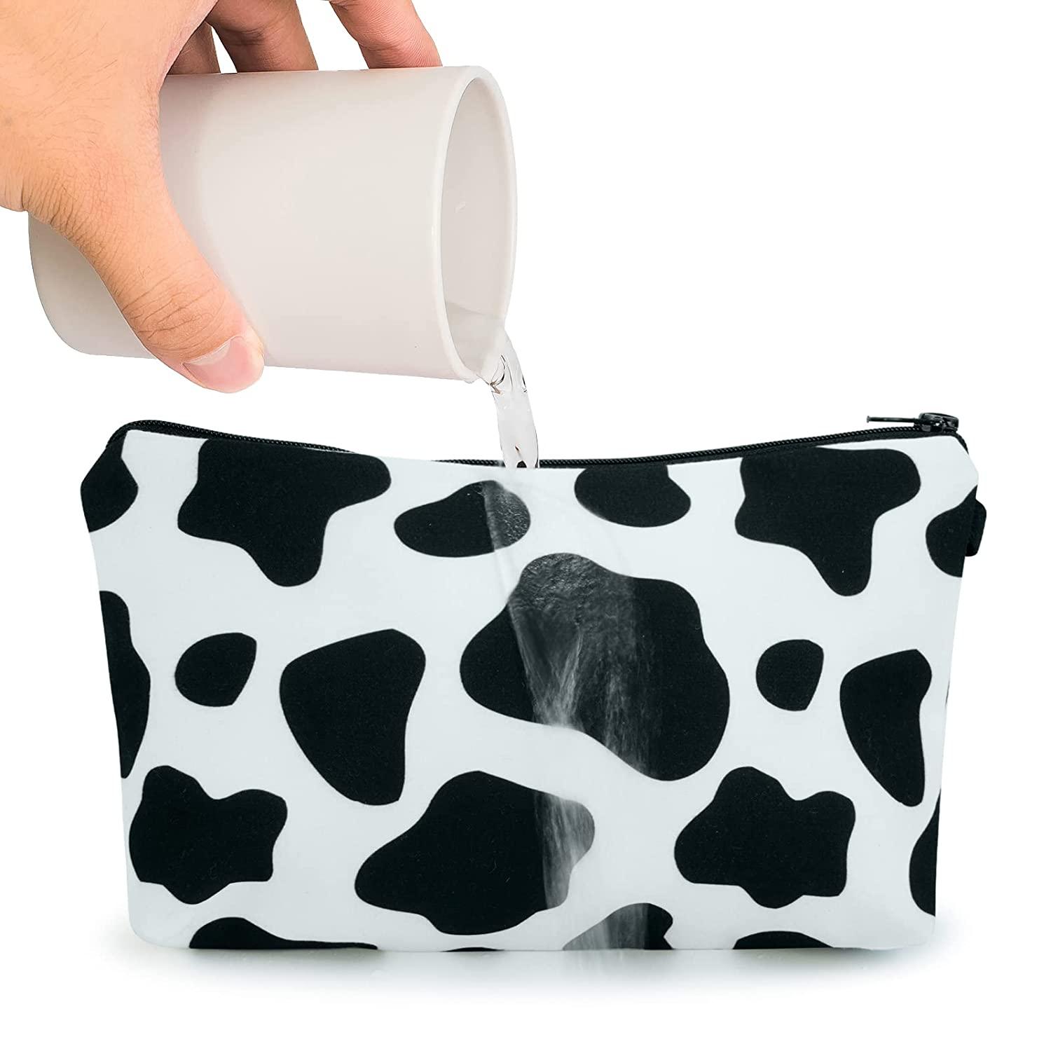Cute Cow Print Makeup Bag for Purse Waterproof Travel Toiletry