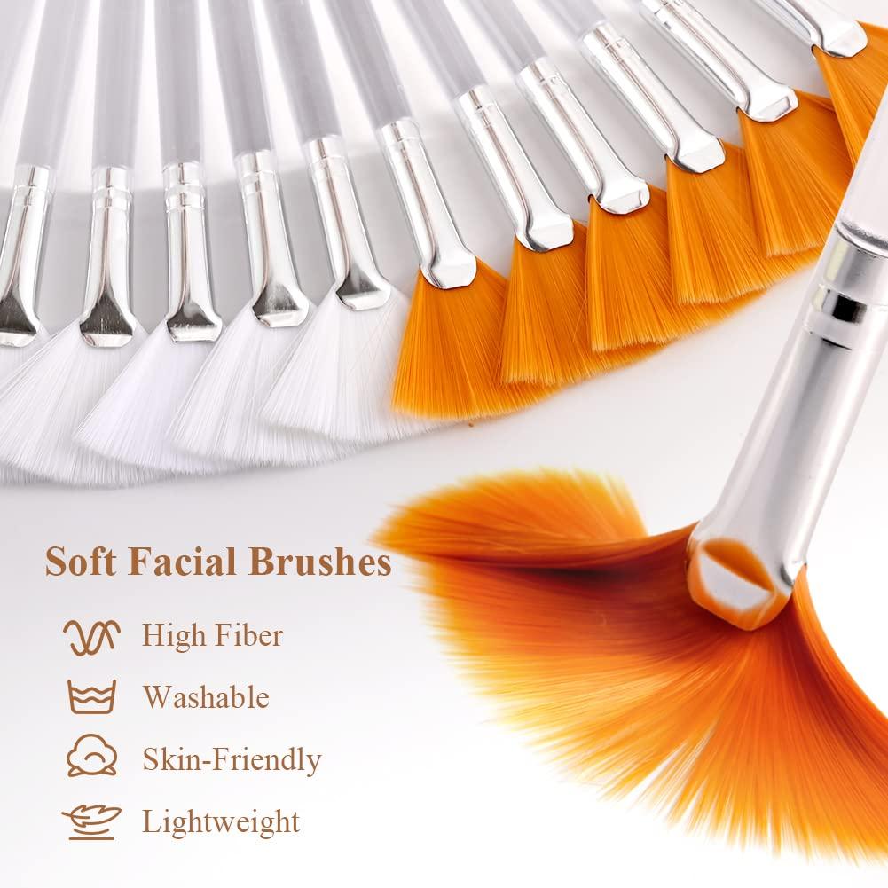 Abnaok 24 Pieces Fan Brushes Soft Facial Applicator Brushes for Mud