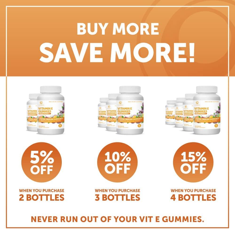 Vitamin E Gummies with Vitamin C 250 mg 1000 iu Natural VIT E Plus C