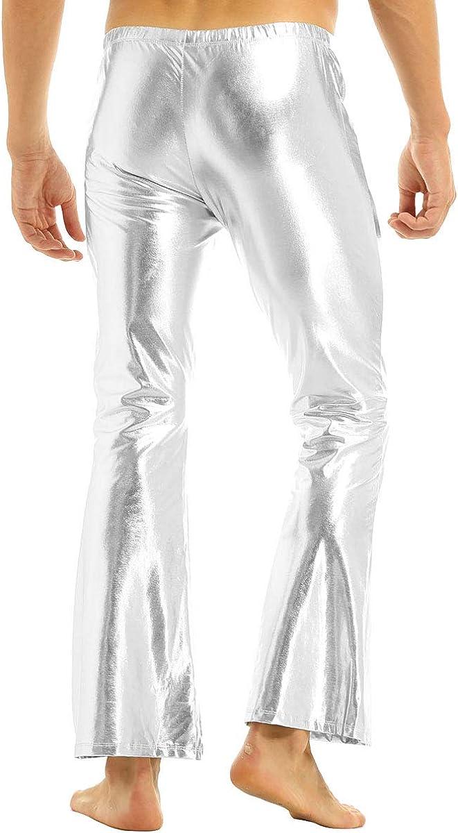 Men Flared Shiny Suit Pants Flares Bell Bottom Trousers Casual – HAORUN