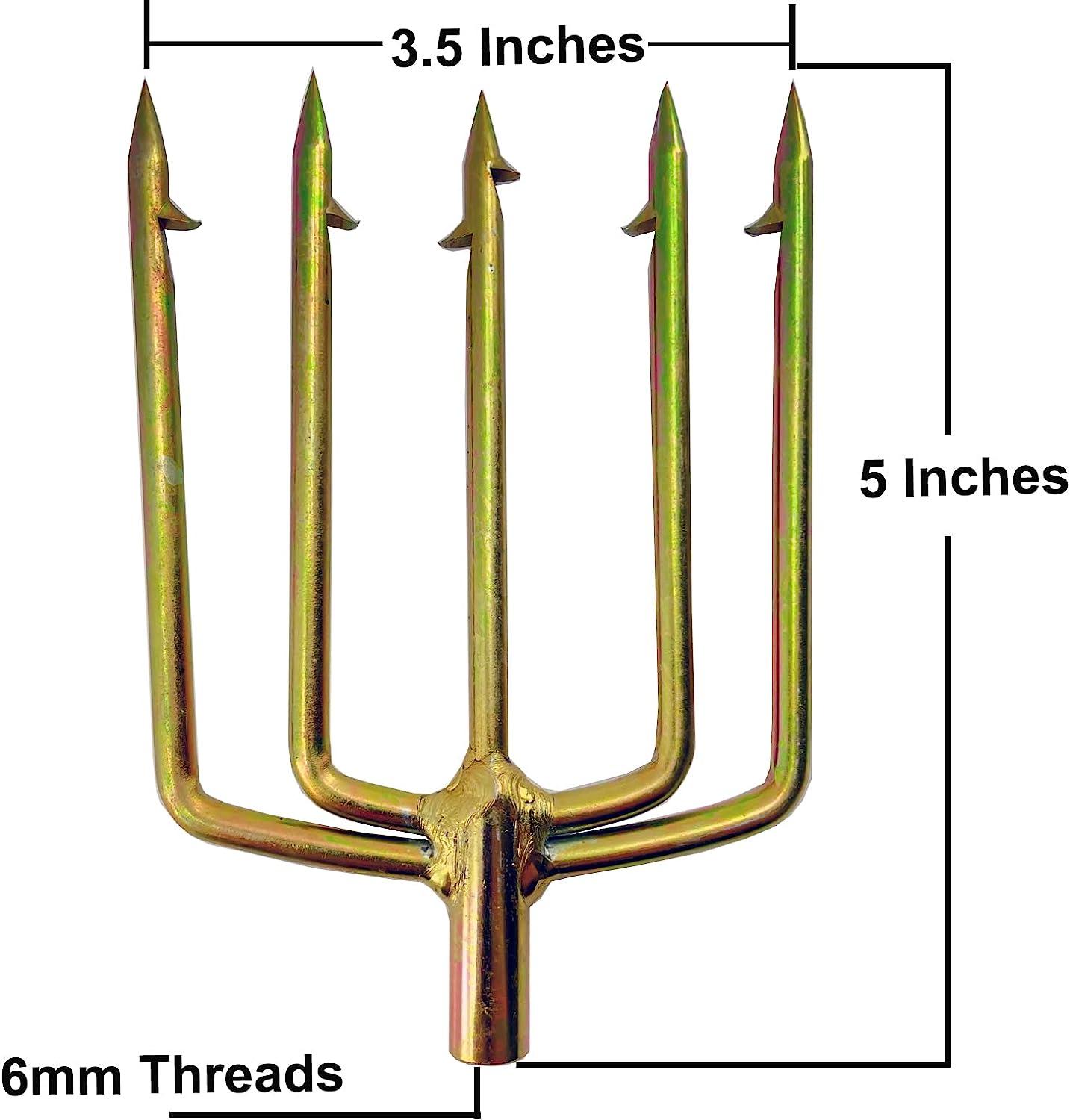 SPEARFISHING WORLD Multi-Prong Trident Harpoon Spear Tip for Hunting with  Speargun, Polespear and Hawaiian Sling with 5 Barbed Prongs.