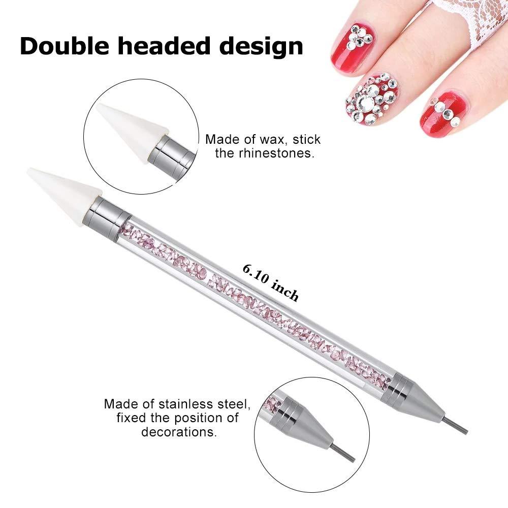 Nail Rhinestone Picker Dotting Tool with Extra 2 Wax Head, Dualended