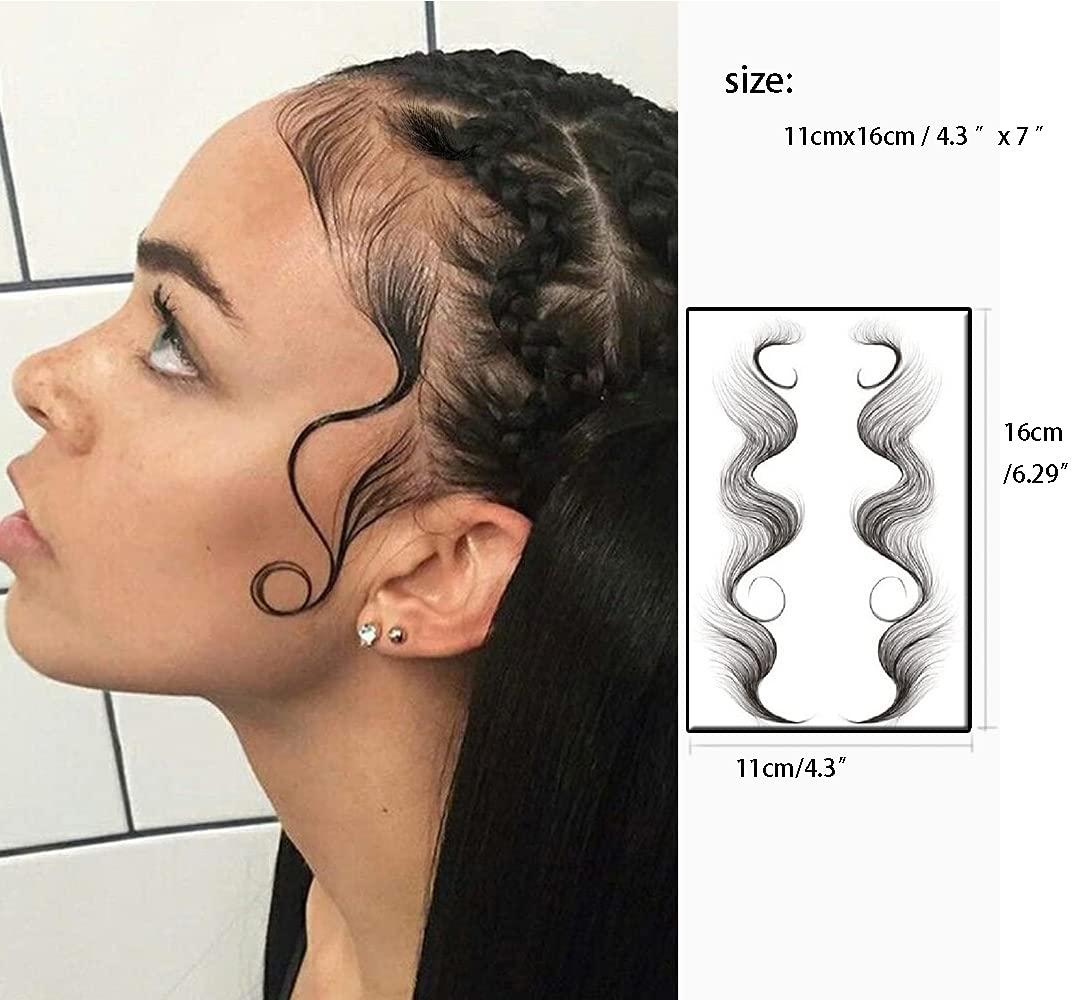 Fake Edges Baby Hair Temporary Tattoo Side Bang Stickers,2 Styles Popular  Waterproof Fake Hair Fringe Edge Tattoo Stickers, Novelty Wig Natural  Fashion Look Beauty Diy Hair Curler For Women Girls #2