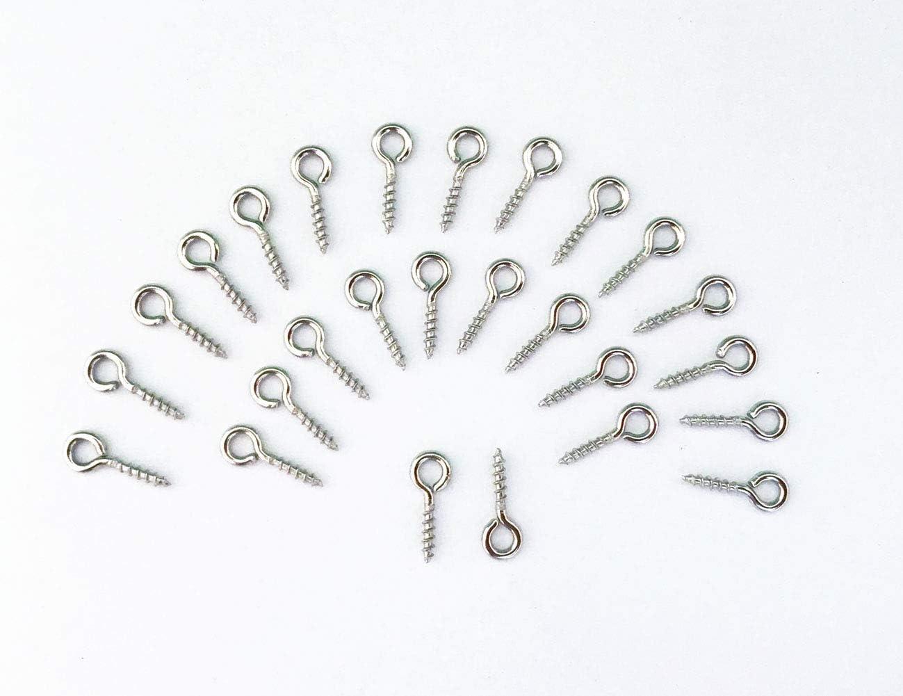 Small Mini Screw Eyes Pin Tiny Screw in Hooks Jewelry Metal Ring (250 PCS)  Silver 250pcs