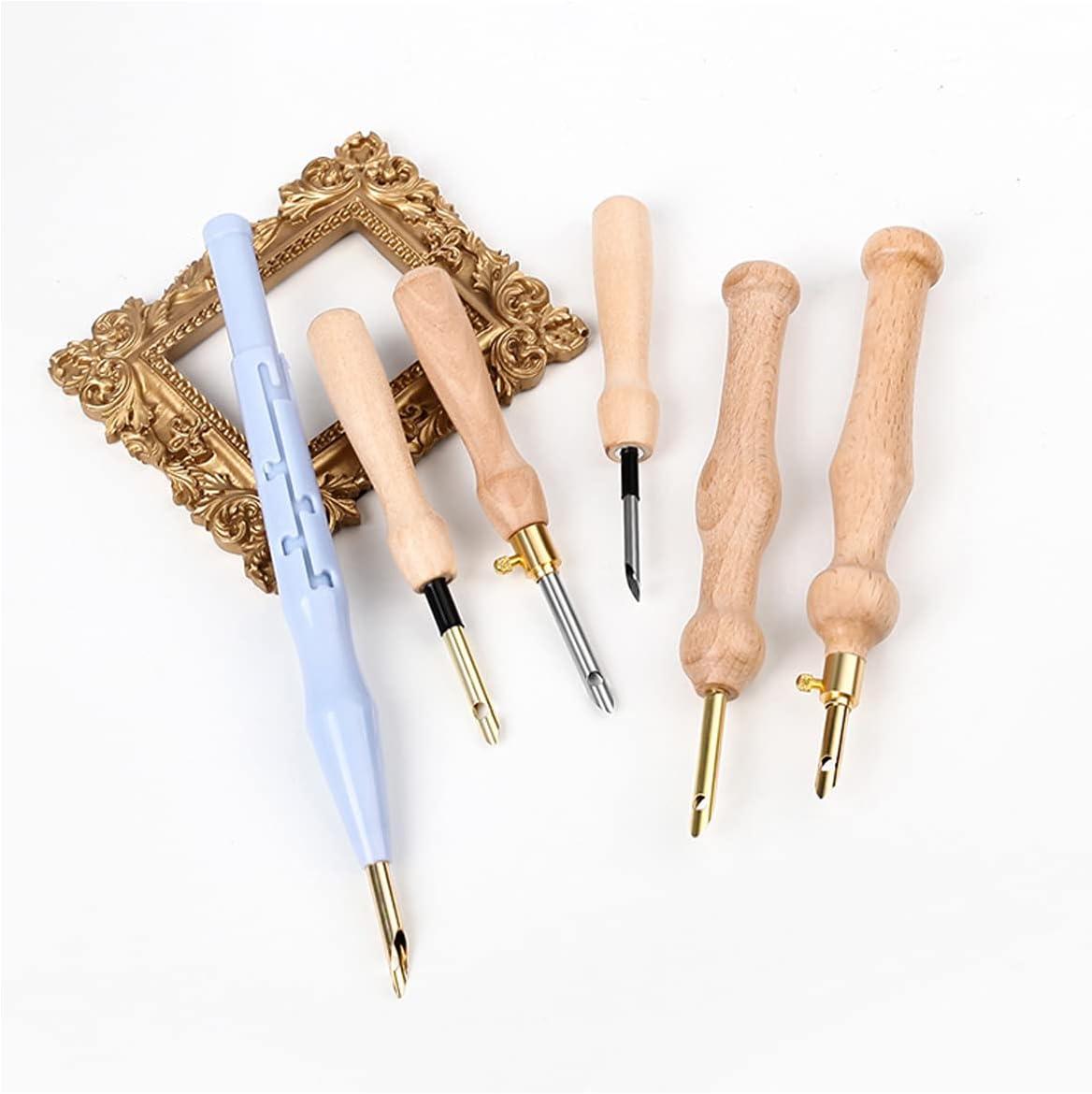 6 Piece Embroidery Punch Needle Adjustable Wooden Handle Punch Needles  Hooking Tool Kits Rug Embroidery Pens with Needle Threader for Embroidery  Floss Craft Applique Embellishment Beginners 6 pcs