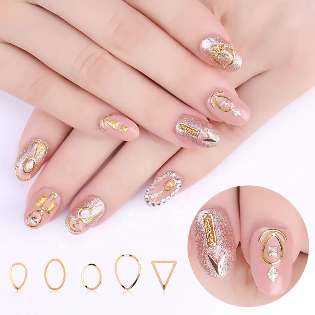 WEILUSI 6 Boxes 3D Gold Nail Studs Nail Rivets Set Hollow Moon Star Shapes  Nail Jewelry Gold Sliver Rose Gold Nail Charms for Manicure DIY Nail Art