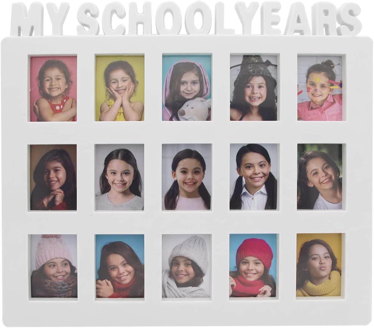 School Years Collage Frame for K12 Graduation Photos Holds 15