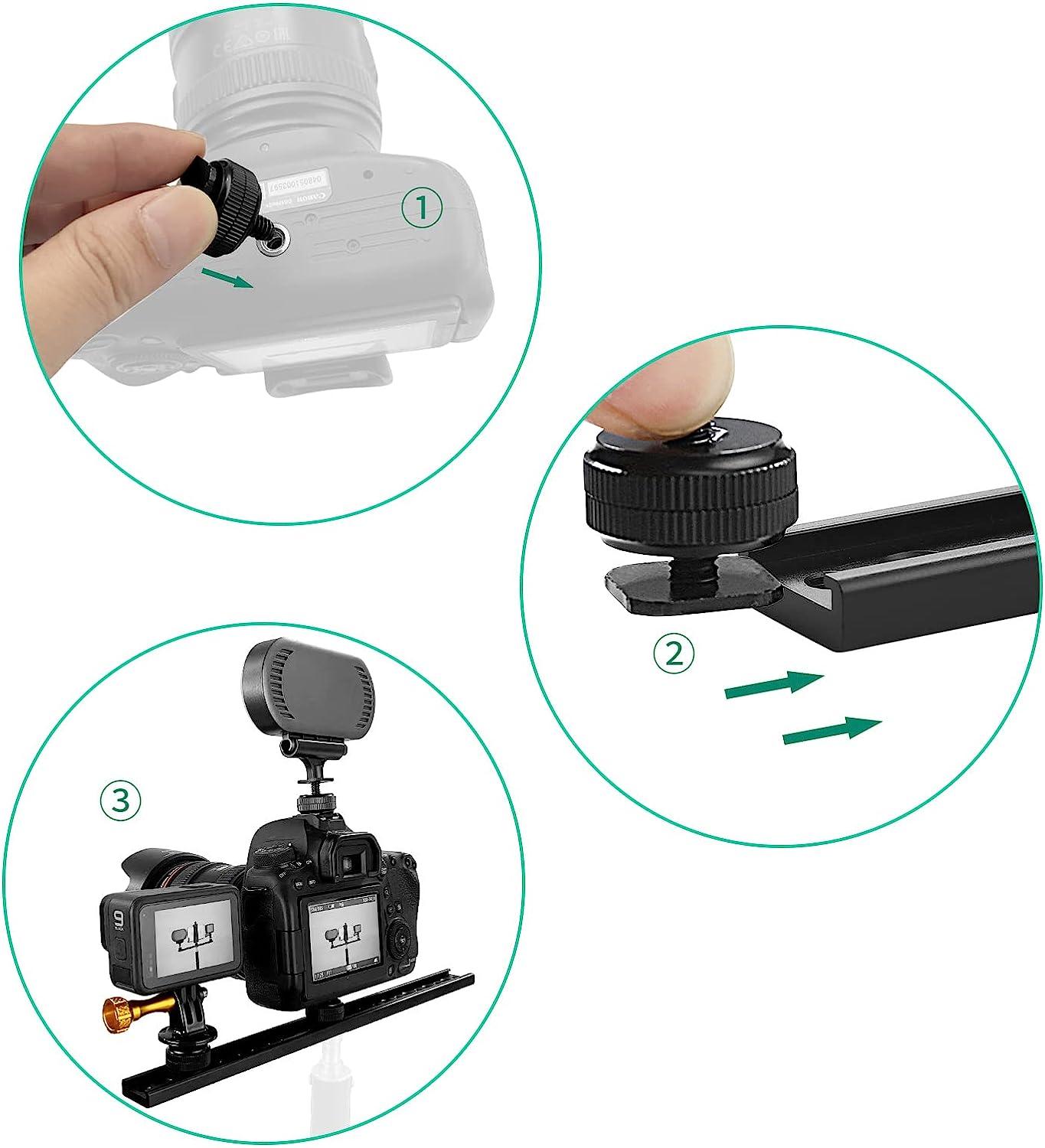 Chromlives Barra di Estensione 20,3 cm Hot Shoe flash Staffa Doppio Dritto Supporto Staffa Flash per Nikon Canon Sony Olympus DSLR Videocamera DV