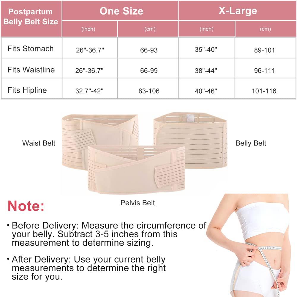 3 In 1 Postpartum Belly Band Wrap - Abdominal Binder Post Surgery C Section  Compression Girdle Belt - After Birth Recovery Support - Postnatal Pelvis  Waist Trainer Slimming Shapewear Body Shaper Classic Lvory Medium-Large