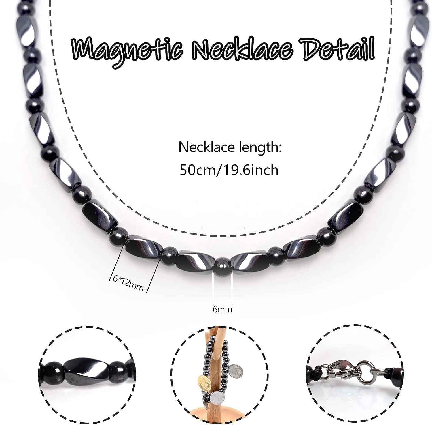 Magnetic Therapy Necklace Hematite Necklace Black Obsidian Magnetic Necklace-Natural  Pain Relief for Neck Arthritis, Back, Shoulder Pain, Headache Migraine  Healing Magnets Necklace for Women/Men Magnetic Hematite & Black Obsidian