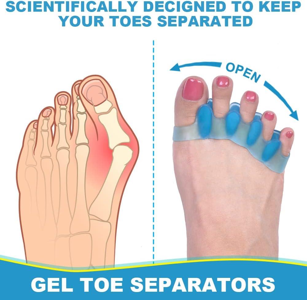 R ROOCKE Gel Toe Separator to Correct Bunion (4 PCS),Bunion Corrector for  Women Men Toe Spacer Hammer Toe Straightener Toe Stretcher Big Toe  Separators (Blue)