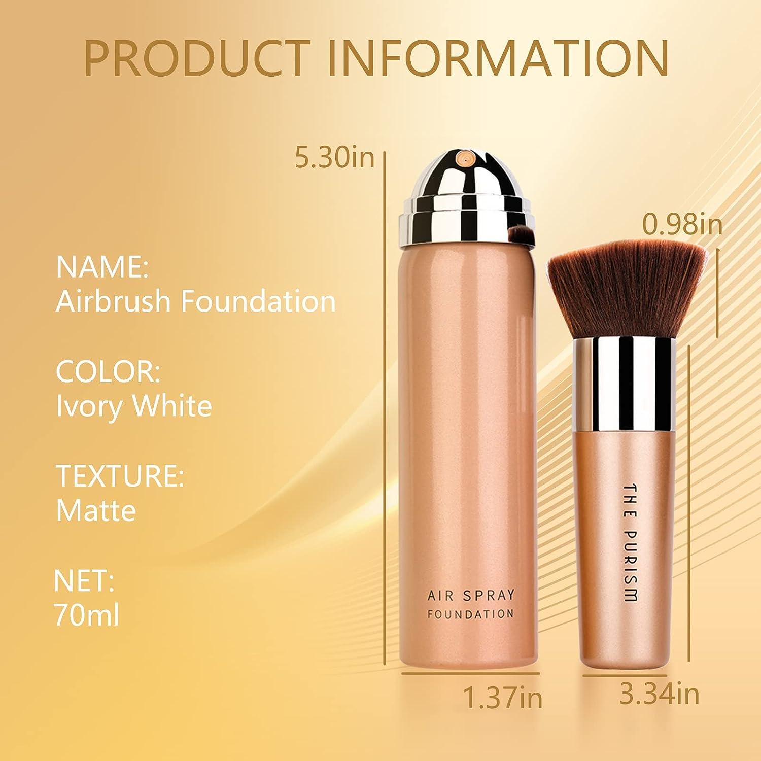 DAGEDA AirBrush Foundation Full Coverage Lightweight Liquid Foundation  Spray Long-Lasting Oil Control Concealer Flawless Silky Natural Finish  Foundation with Makeup Brush 2.36fl.oz (Ivory White)