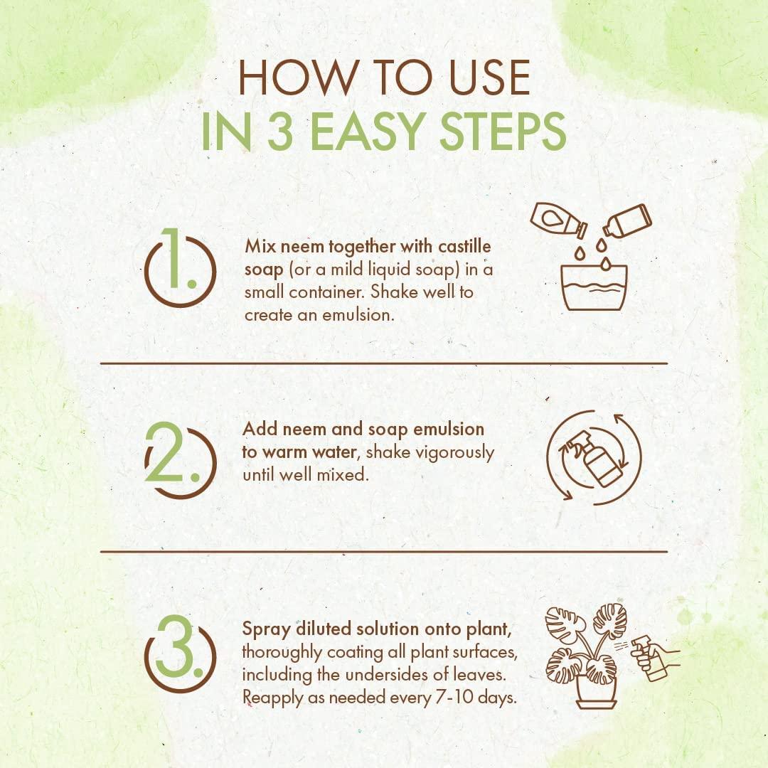 Organic Neem Oil Pure Concentrate, Cold Pressed for Plants Indoor and