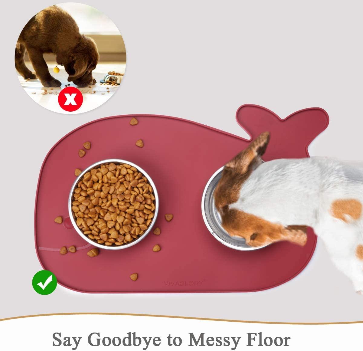 VIVAGLORY Dog Food Mat, Cat Dog Feeding Mat, Waterproof Non-Slip
