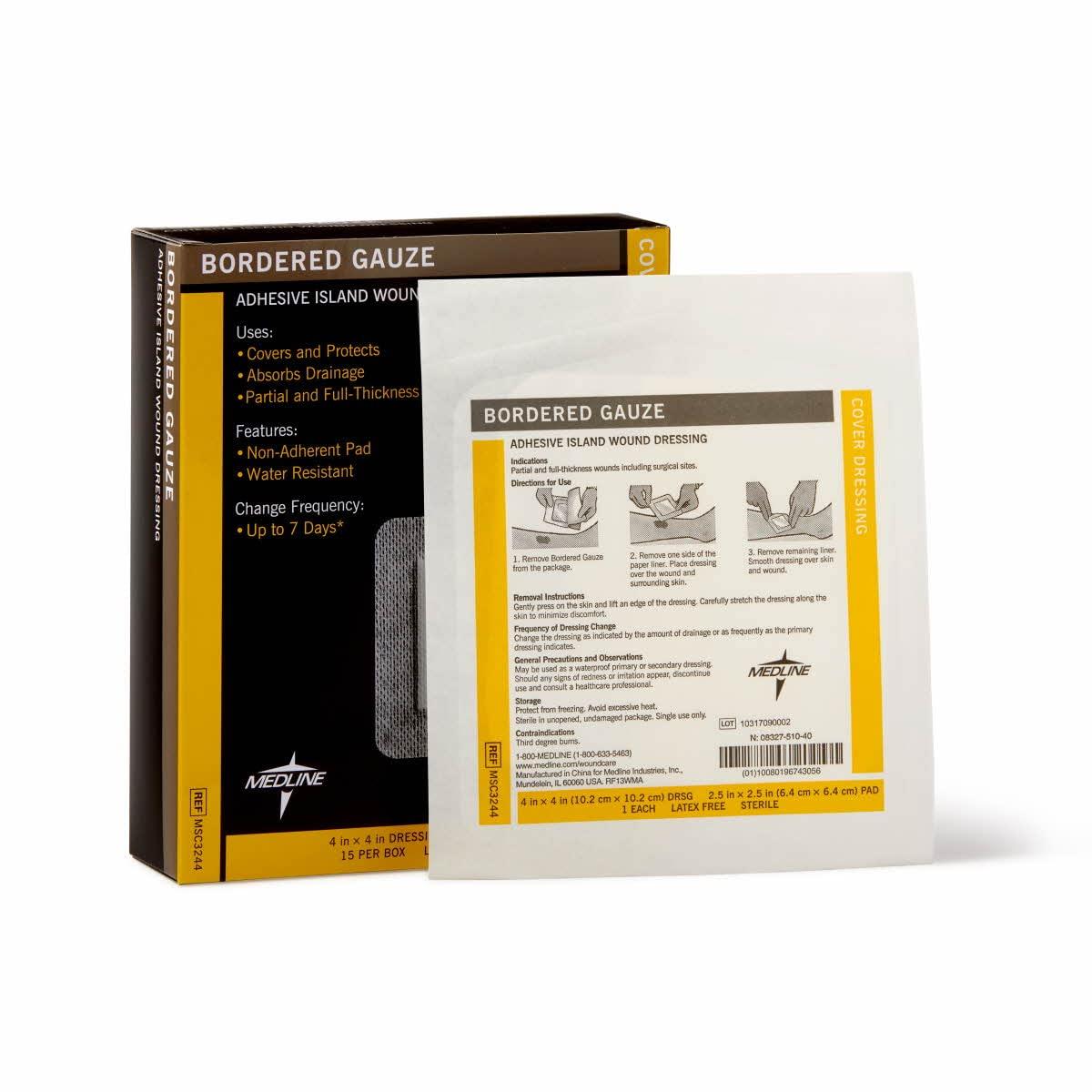 Medline Bordered Gauze 2 X 2 Adhesive Island Wound Dressing - 15 Count